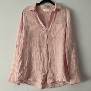 Beach Lunch Lounge Pink Gauze Button Shirt Small